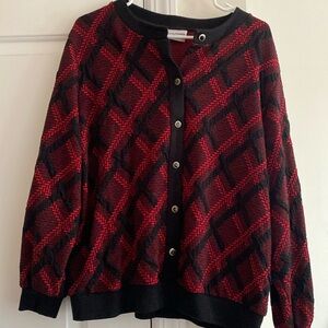 Alfred Dunner Vintage Red Sweater Holiday L made in usa